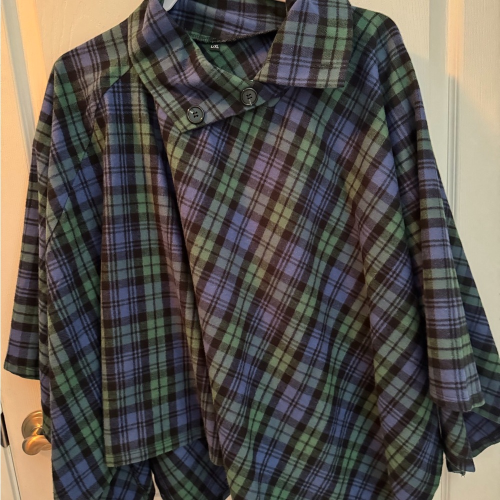 Plaid Button-Up Cape